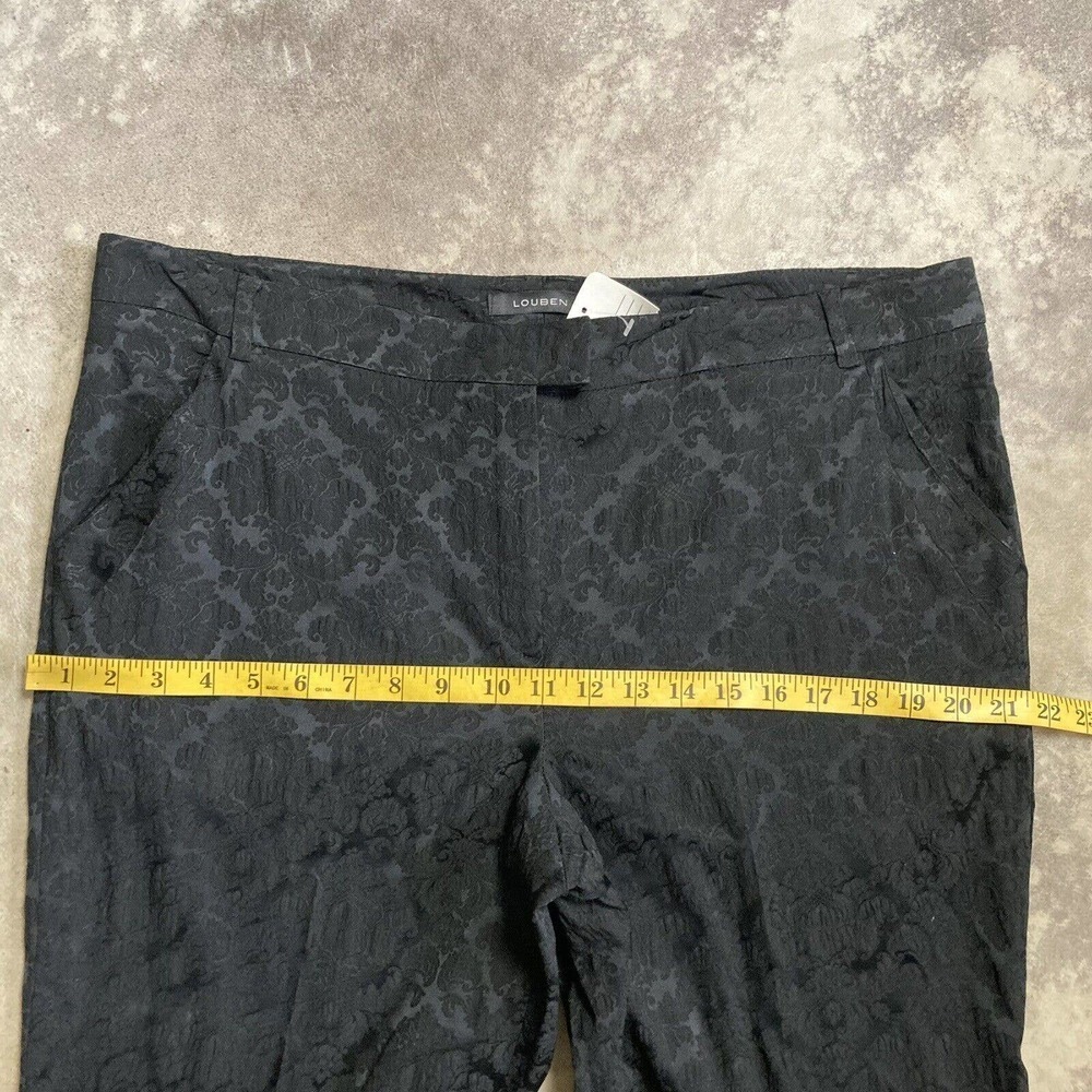 Louben Pants Womens 18 Jacquard Trousers Straight‎ Leg High Rise Black - Picture 4 of 12
